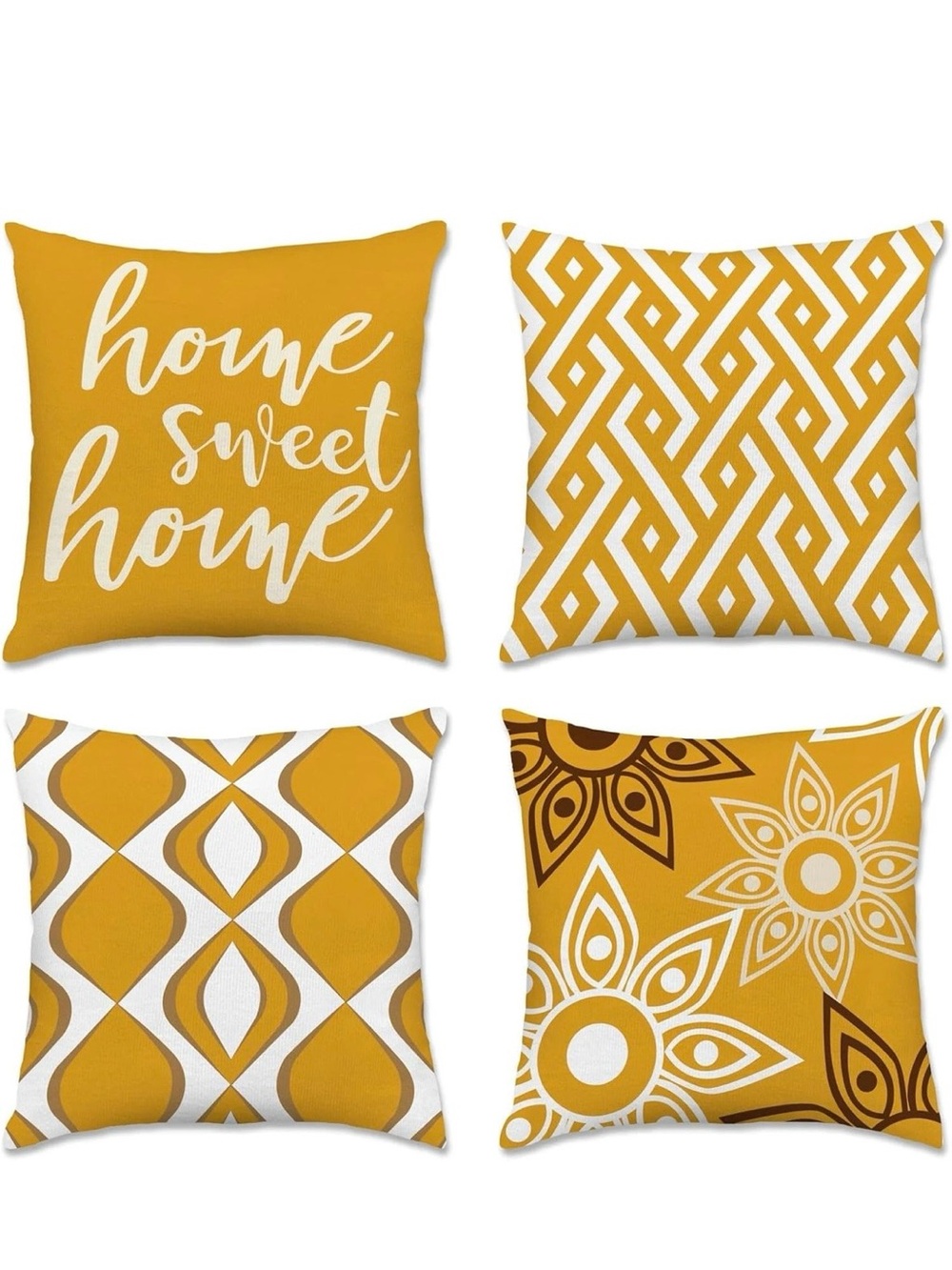 Home Accents Mustard Yellow Decorative Throw Pillow Set - 4 Pack 18x18
